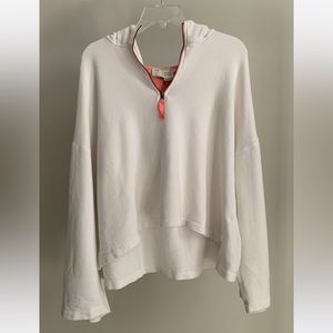 Anthropologie Cropped White Zip Hoodie